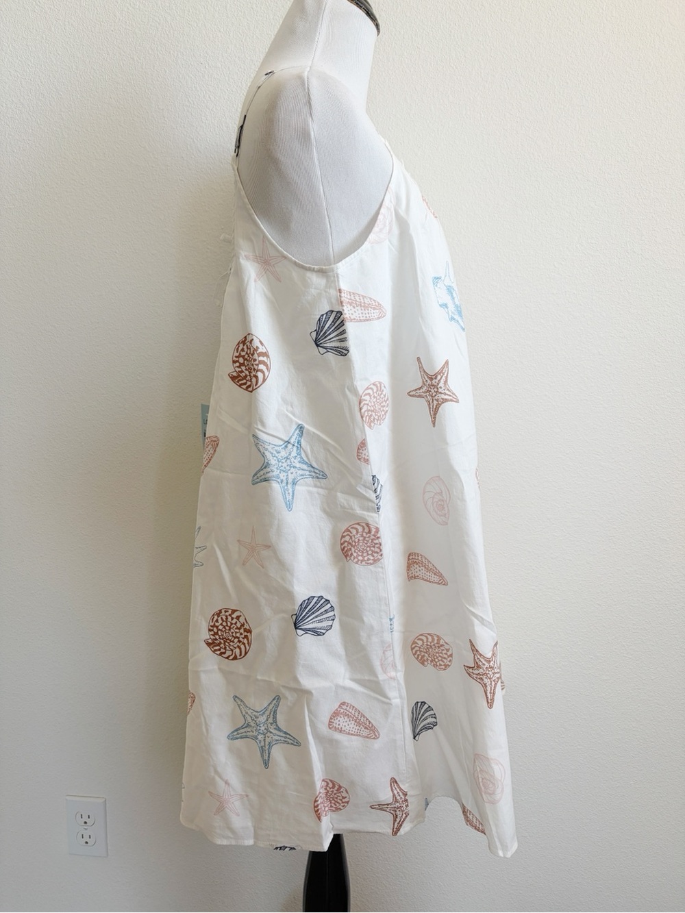 LOFT White Seashell Print Sundress with Blue & brown Accents - Picture 3 of 7